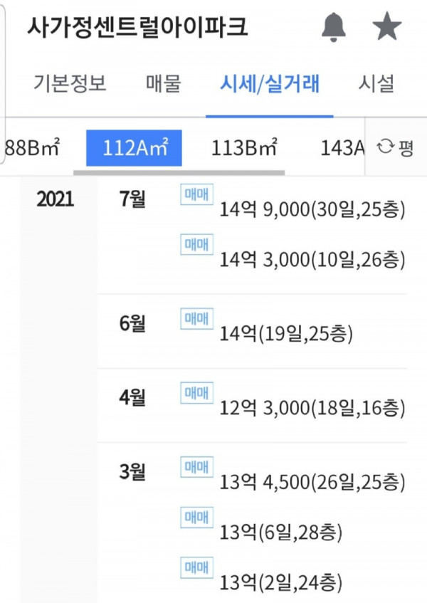 중랑구 아파트 실거래가